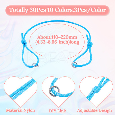 30Pcs 10 Colors Nylon Thread Cord Bracelets Making BJEW-TAC0040-1