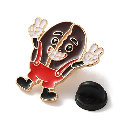 Cheerful Coffee Bean Enamel Brooches AL-I003-03G-02-1
