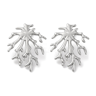 304 Stainless Steel Tree Branch Stud Earrings EJEW-D281-09S-1