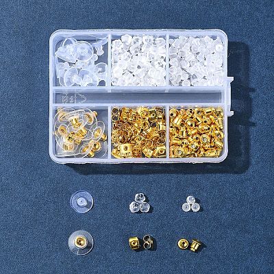 6 Styles Brass Bullet Clutch Bullet Clutch Earring Backs with Pad FIND-FS0003-08G-1