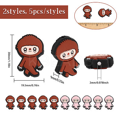 10Pcs 2 Colors Food Grade Eco-Friendly Silicone Beads SIL-CA0002-24-1