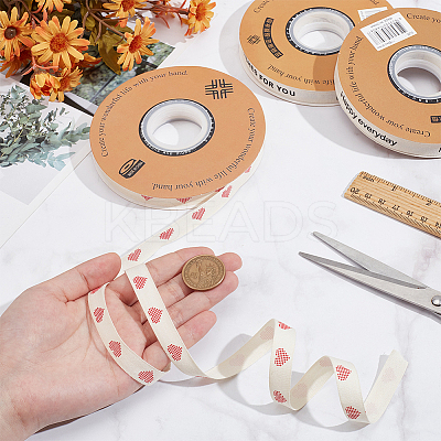 30 Yards Cotton Heart Word Printed Ribbon OCOR-WH0086-87F-1
