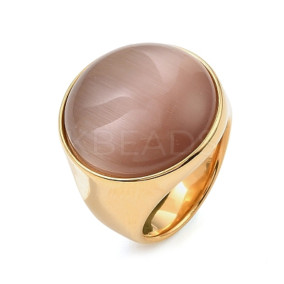 304 Stainless Steel Cat Eyes Finger Rings for Women RJEW-Z143-02G-01-1