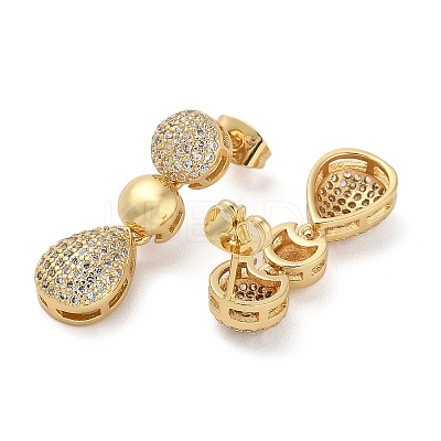Brass Micro Pave Cubic Zirconia Dangle Stud Earrings EJEW-P252-06B-G-1