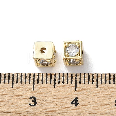 Brass Micro Pave Clear Cubic Zirconia Beads KK-Z049-03G-1