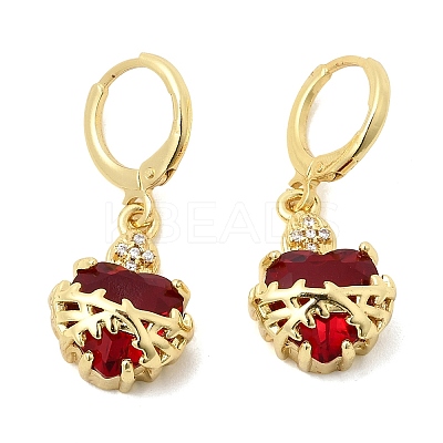 Heart Brass Brass Micro Pave Cubic Zirconia Hoop Earrings EJEW-P333-10A-G-1