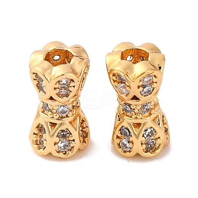 Brass Beads With Clear Cubic Zirconia KK-S403-09G-1