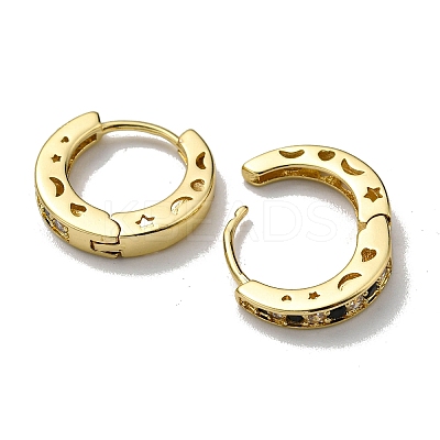Rack Plating Brass Hoop Earrings with Cubic Zirconia EJEW-D063-09G-1