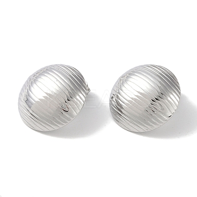 Non-Tarnish Texture Half Round 304 Stainless Steel Stud Earrings for Women EJEW-L283-048P-1