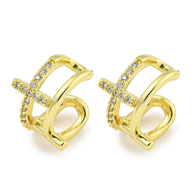 Brass Micro Pave Cubic Zirconia Cuff Earrings EJEW-C104-003G-1