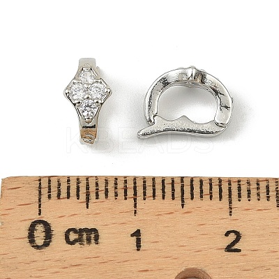Brass Micro Pave Clear Cubic Zirconia Fold Over Clasps LS-KK-C107-11P-1