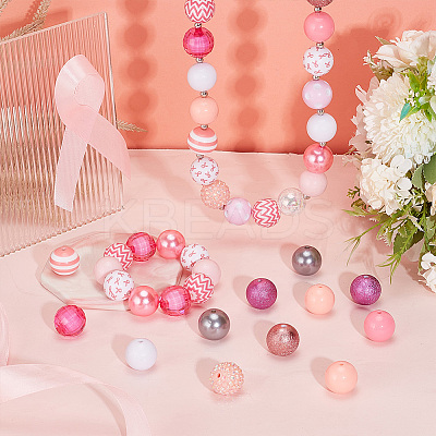 DIY October Breast Cancer Pink Awareness Ribbon Theme Bracelet Keychain Pendant Decoration Making Kit DIY-PH0020-78-1