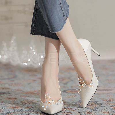 4Pcs Flower Plastic Imitation Pearl Shoe Decorations FIND-MA0001-01-1