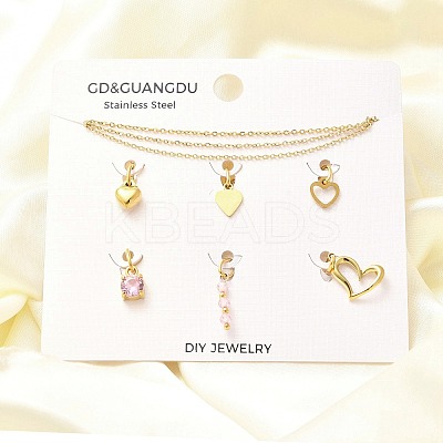 Cubic Zirconia & Glass Heart Pendant & Necklaces & Bracelets Sets SJEW-Q002-08G-1
