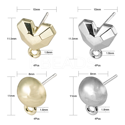 16Pcs 4 Style Spray Painted Alloy Stud Earrings Findings FIND-LS0001-66-1