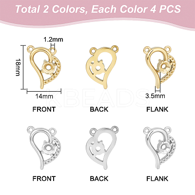 8Pcs 2 Colors 304 Stainless Steel Pendant Rhinestone Settings STAS-UN0045-44-1