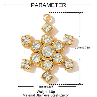304 Stainless Steel with Cubic Zirconia Pendants STAS-OY002-97G-1