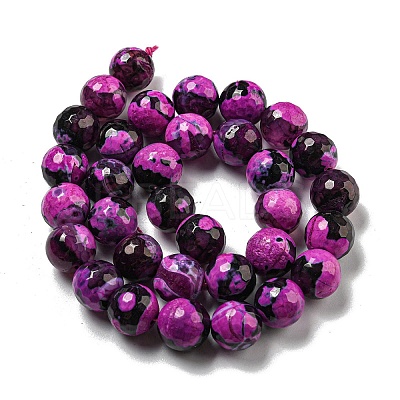Faceted Natural Fire Crackle Agate Beads Strands G-F447-12mm-N18-1