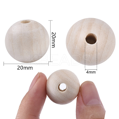 Unfinished Natural Wood Beads X-WOOD-S651-A20mm-LF-1