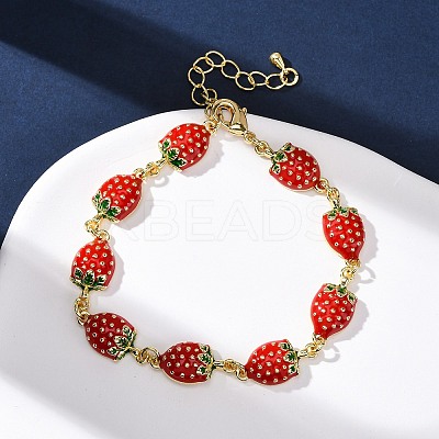 Brass Micro Pave Cubic Zirconia Link Bracelets for Women BJEW-D362-01G-1