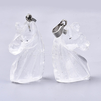 Carved Natural Quartz Crystal Pendants G-N0327-002M-1