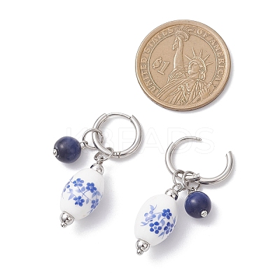 Oval 316 & 202 Stainless Steel Hoop Earrings EJEW-JE06734-01-1