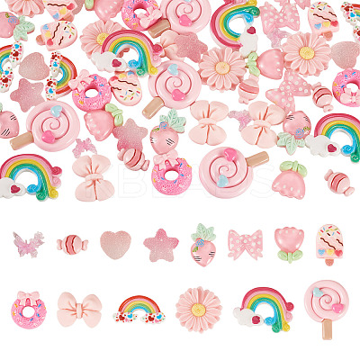 70Pcs 14 Styles Opaque & Trasnaprent Resin Cabochons RESI-TA0004-77-1
