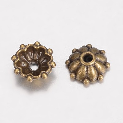 Tibetan Style Alloy Fancy Bead Caps X-PALLOY-D348-09AB-1
