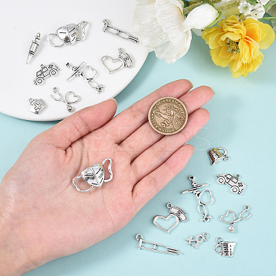 100pcs 10 Styles Tibetan Style Alloy Pendants TIBEP-CJ0001-44-1