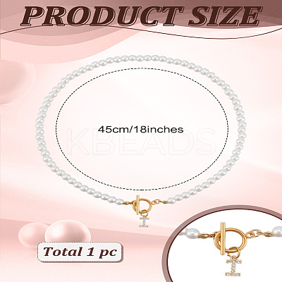 1Pc Brass Clear Cubic Zirconia Letter Pendant Necklaces NJEW-LP0001-32I-1