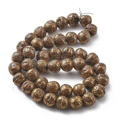 Electroplated Natural Lava Rock Beads Strands G-A251-D01-01G-1