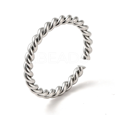 Non-Tarnish 201 Stainless Steel Twist Rope Shape Open Cuff Ring for Women RJEW-G266-40P-1