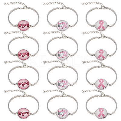 12Pcs 3 Colors Word HOPE Glass Link Bracelets BJEW-NB0001-12-1