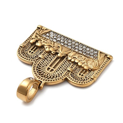 304 Stainless Steel Rhinestone Pendants STAS-V008-34G-1