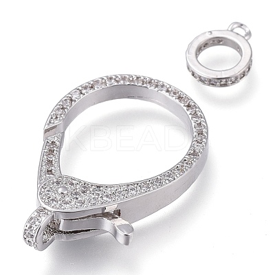 Brass Micro Pave Cubic Zirconia Lobster Claw Clasps ZIRC-M108-14A-P-1