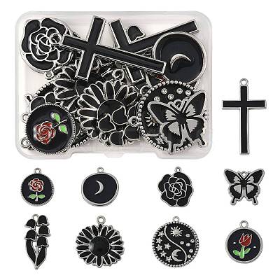 18Pcs 9 Styles Alloy Enamel Pendants FIND-FS0004-51-1