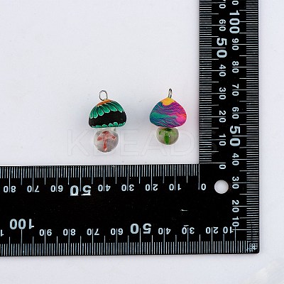 14Pcs 7 Colors Handmade Polymer Clay Pendants CLAY-SZ0002-09-1