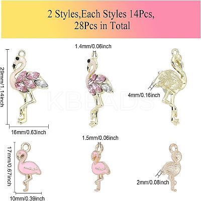 28Pcs 2 Style Alloy Rhinestone Pendants FIND-CA0006-42-1