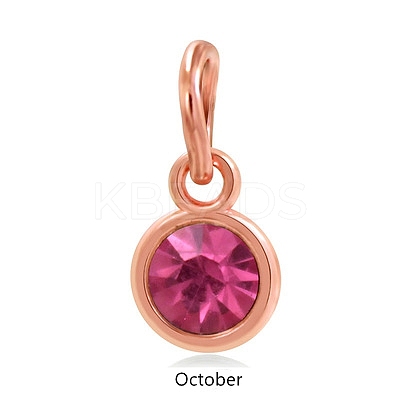 Rose Gold Plated Alloy Glass Rhinestone Charms PALLOY-TAC0016-A10-RG-1