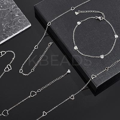 6Pcs 6 Styles 304 Stainless Steel Cable Chain Anklets AJEW-UN0001-12-1