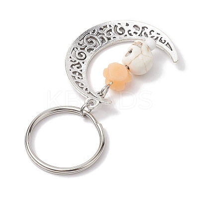 5Pcs Alloy & Synthetic Turquoise & Resin Keychain KEYC-JKC00777-03-1