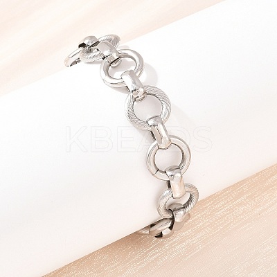 304 Stainless Steel Link Chain Bracelets for Women BJEW-Z154-01P-1