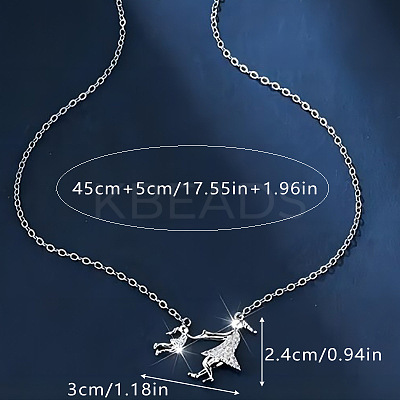 Alloy Full Crystal Rhinestone Mother and Daughter Pendant Necklaces FS-WG340FE-01-1