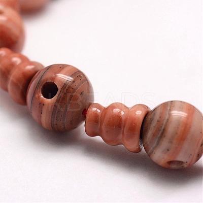 Natural Wood Lace Stone 3-Hole Guru Beads Strands G-J365-11-1