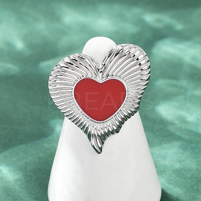 Heart 304 Stainless Steel Enamel Finger Rings for Women RJEW-G355-09P-02-1
