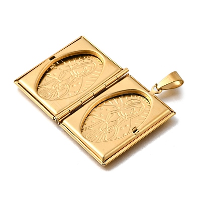 316 Stainless Steel Locket Pendants STAS-C123-03A-G-1