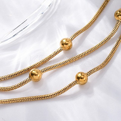 Stainless Steel Multi-strand Ball Bracelets LS-BJEW-L687-01G-1