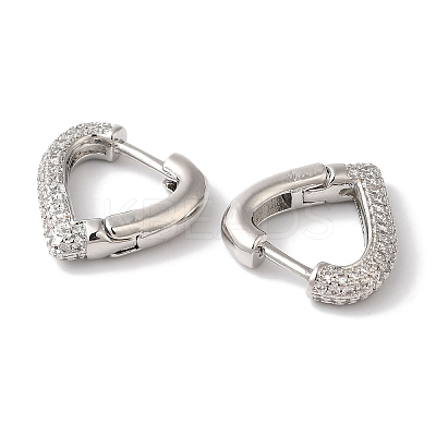 Brass Micro Pave Clear Cubic Zirconia Hoop Earrings for Women LS-EJEW-A110-05P-1