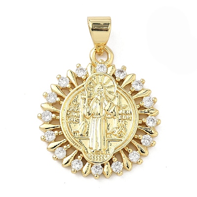 Brass Micro Pave Cubic Zirconia Pendants KK-A282-06B-G-1