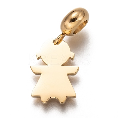 304 Stainless Steel European Dangle Charms STAS-I177-19G-1